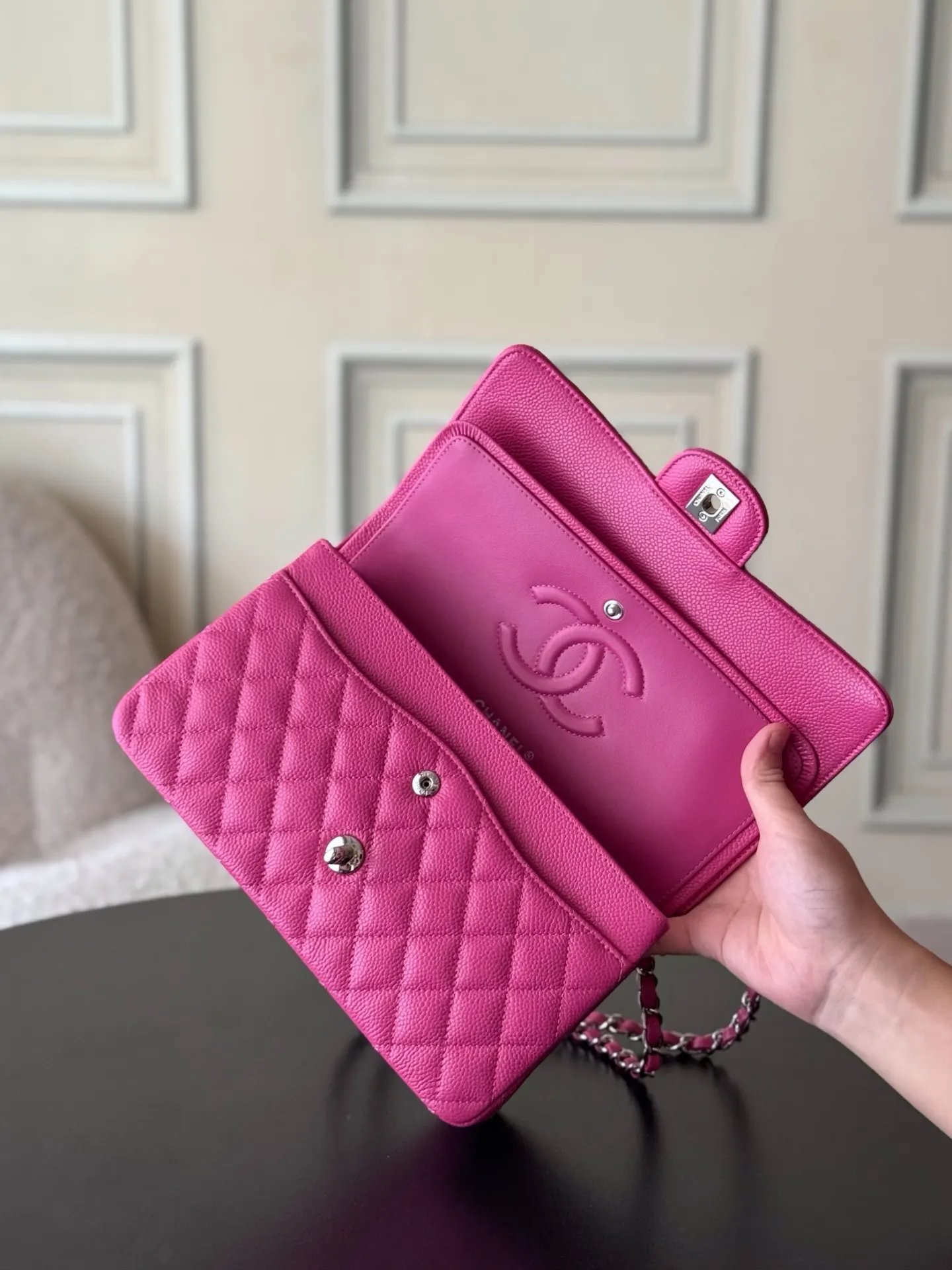 Chanel 红色 皮革 翻盖 链条包