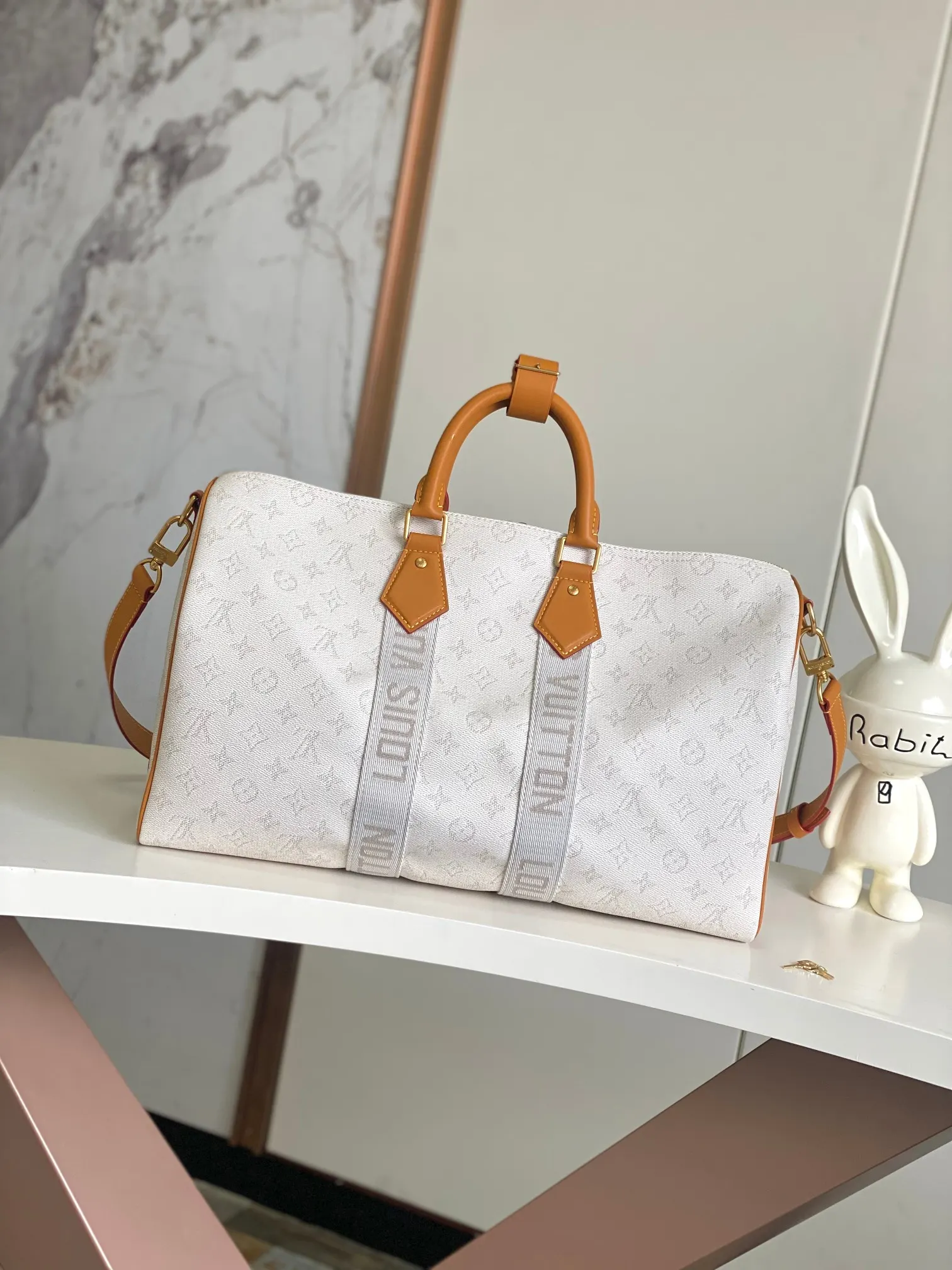 Keepall 白色 牛皮 旅行袋 大容量旅行款