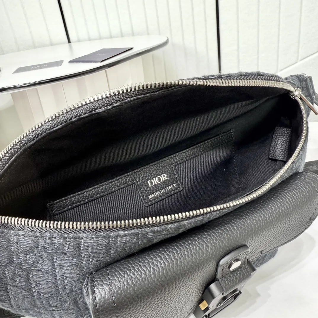 Black Organizer Pouch Travel Leather