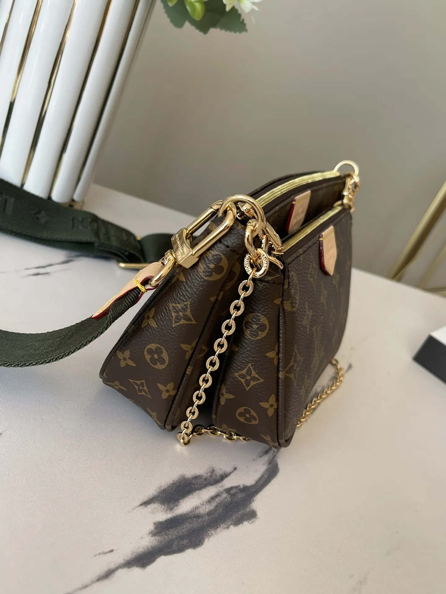 LV 粉色 綠色 帆布 鏈條包 精致鏈條款