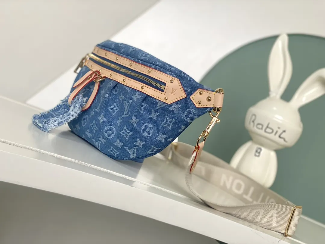 Blue Belt Bag Casual Leather