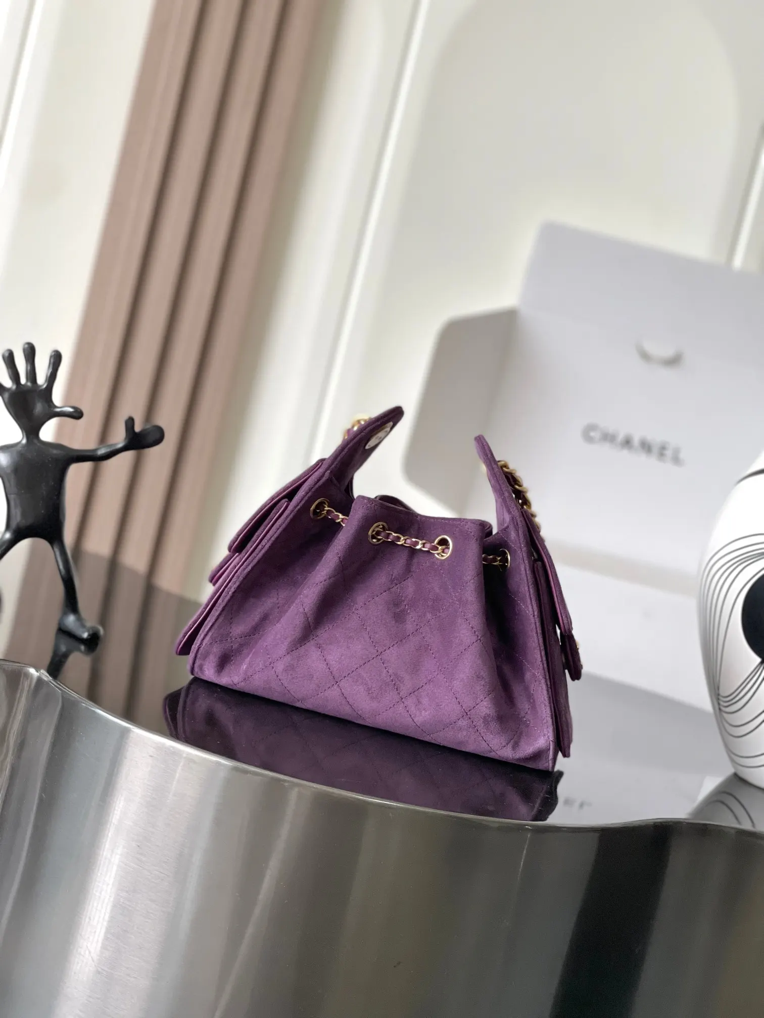 Chanel 紫色牛皮Hobo腋下包 单肩
