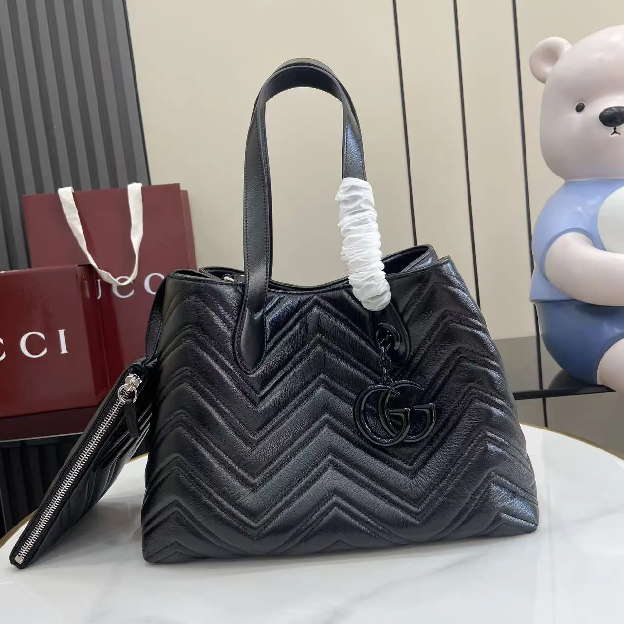 Marmont 黑色 牛皮 托特包 大容量托特款