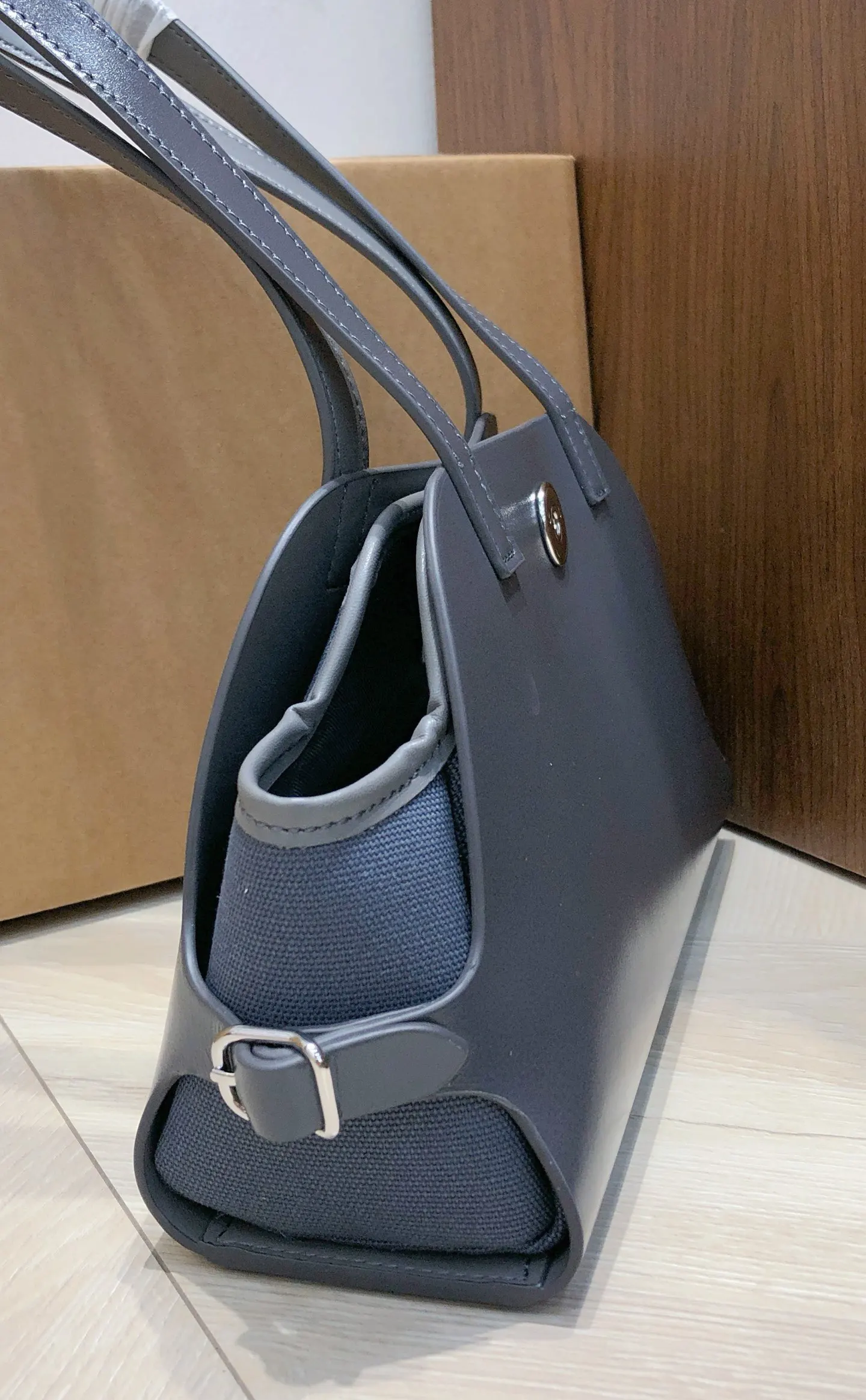 Hermes 黑色 帆布 腋下包 復古腋下背款