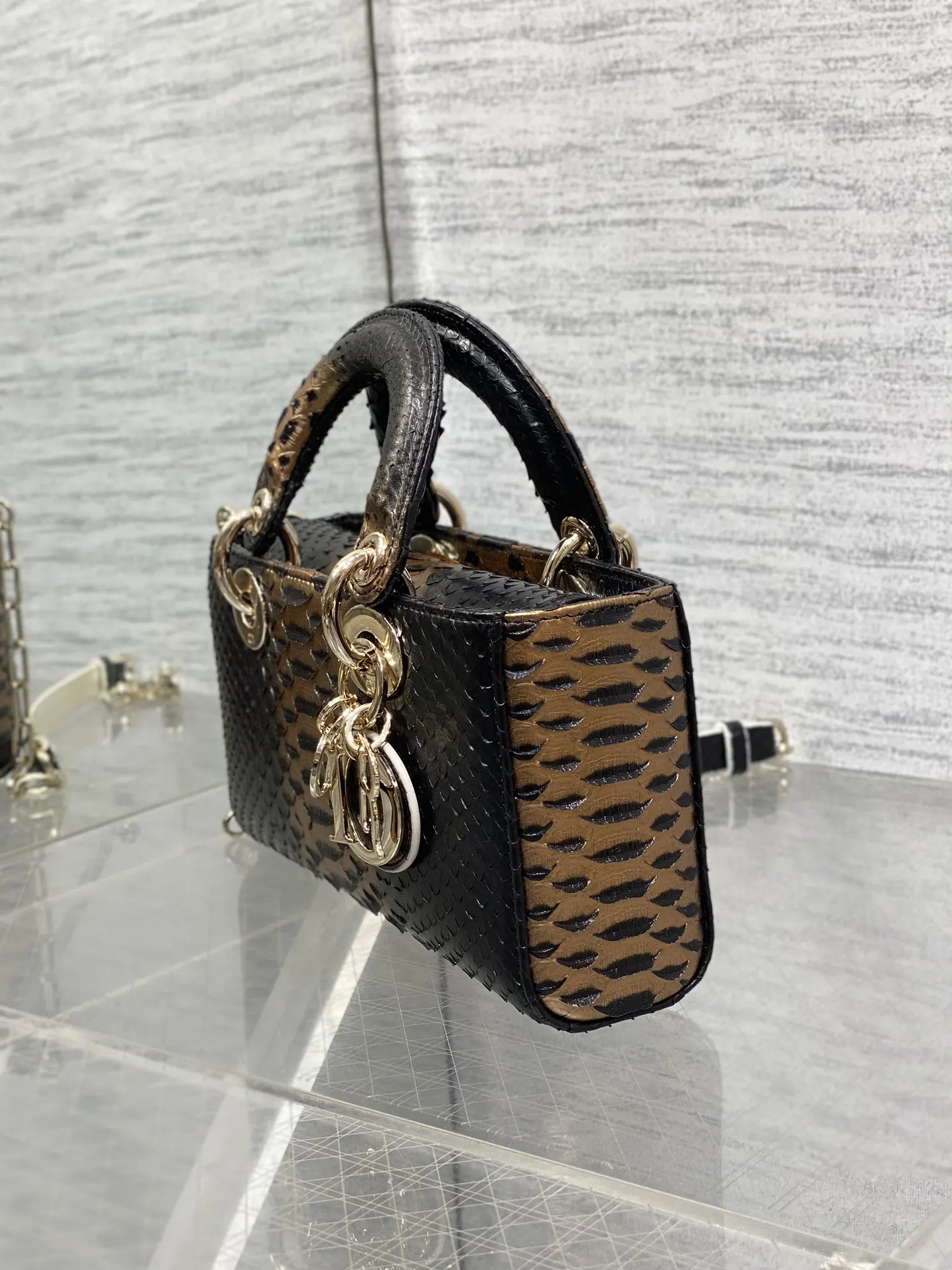 Dior 进口 蛇皮横款戴妃包 Lady横版戴妃珍稀 手提包 通勤手提款