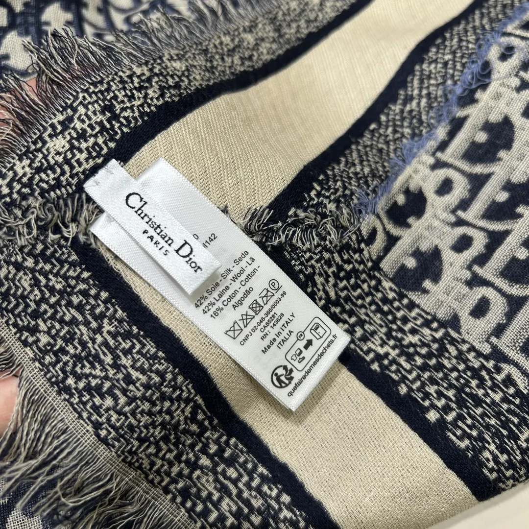 Dior 蓝色 羊毛 印花 字母 披肩 保暖披肩 围巾