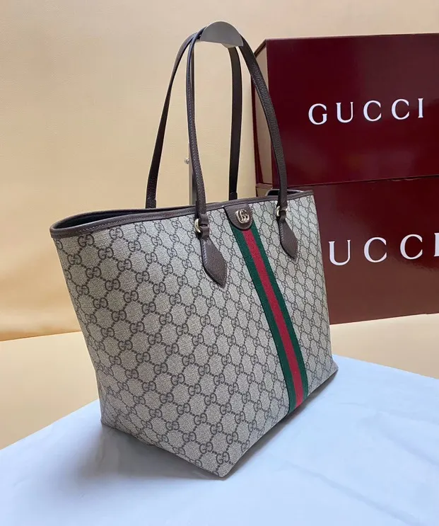 Gucci 棕色 米色 Ophidia托特包 ▫ 尺寸 大容量托特款