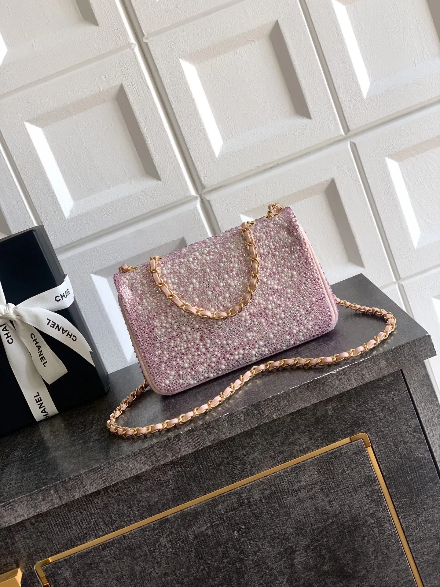 Pink Silver Chain Bag