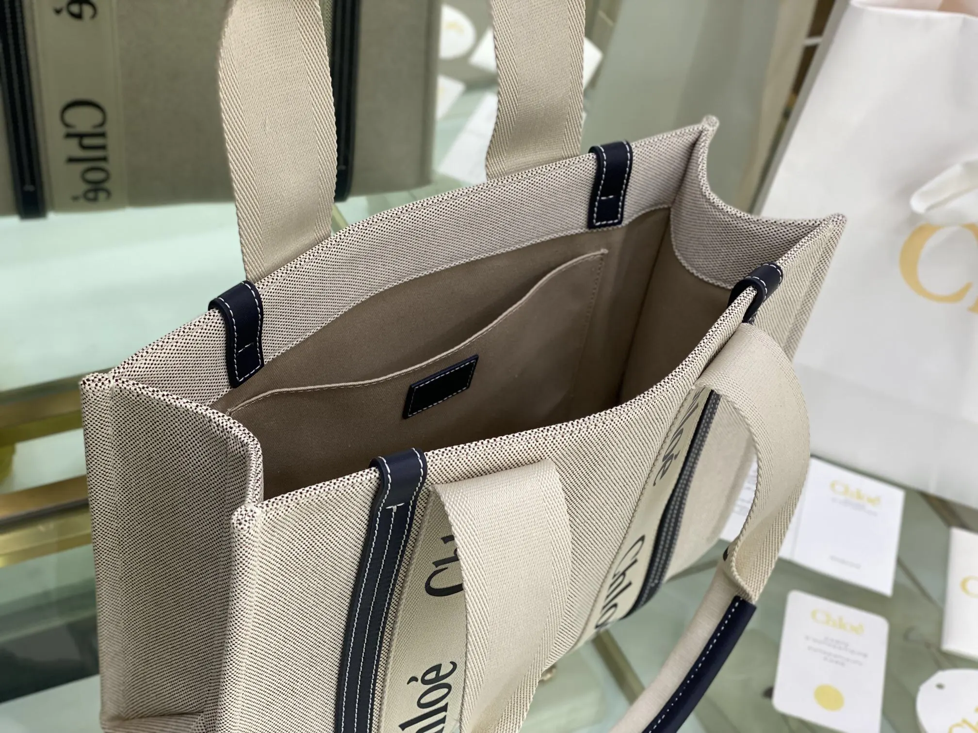 帆布 图片为中号 Chloe Woody Tote Bag 托特包 大容量托特款