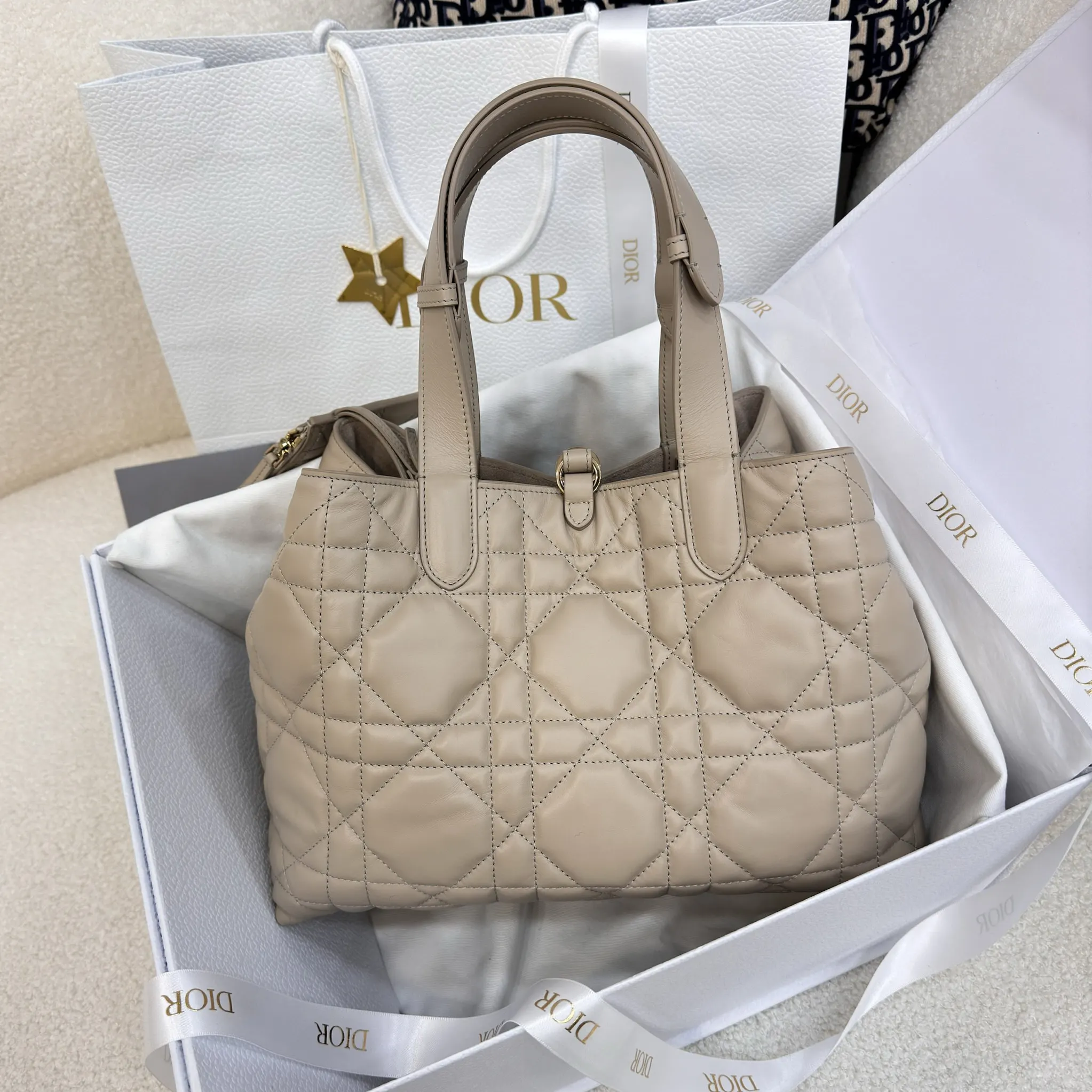 Beige Tote Bag Leather