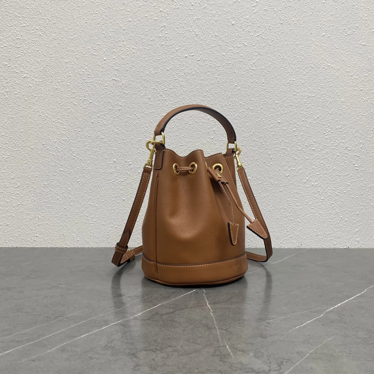 Brown Gold Bucket Bag Casual Premium