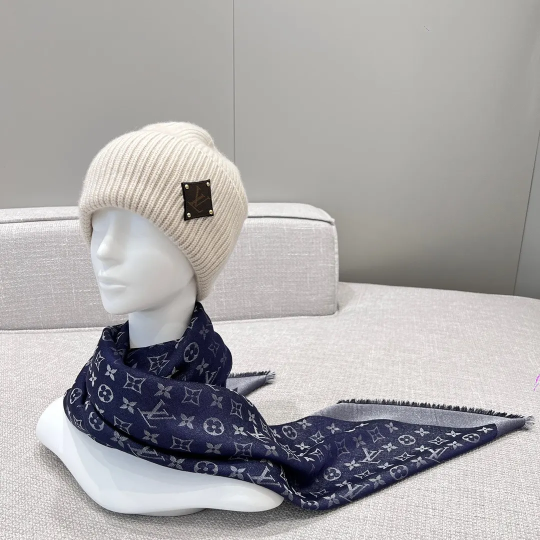 Louis Vuitton 藍色 羊毛 提花 Mo披肩 保暖披肩 圍巾