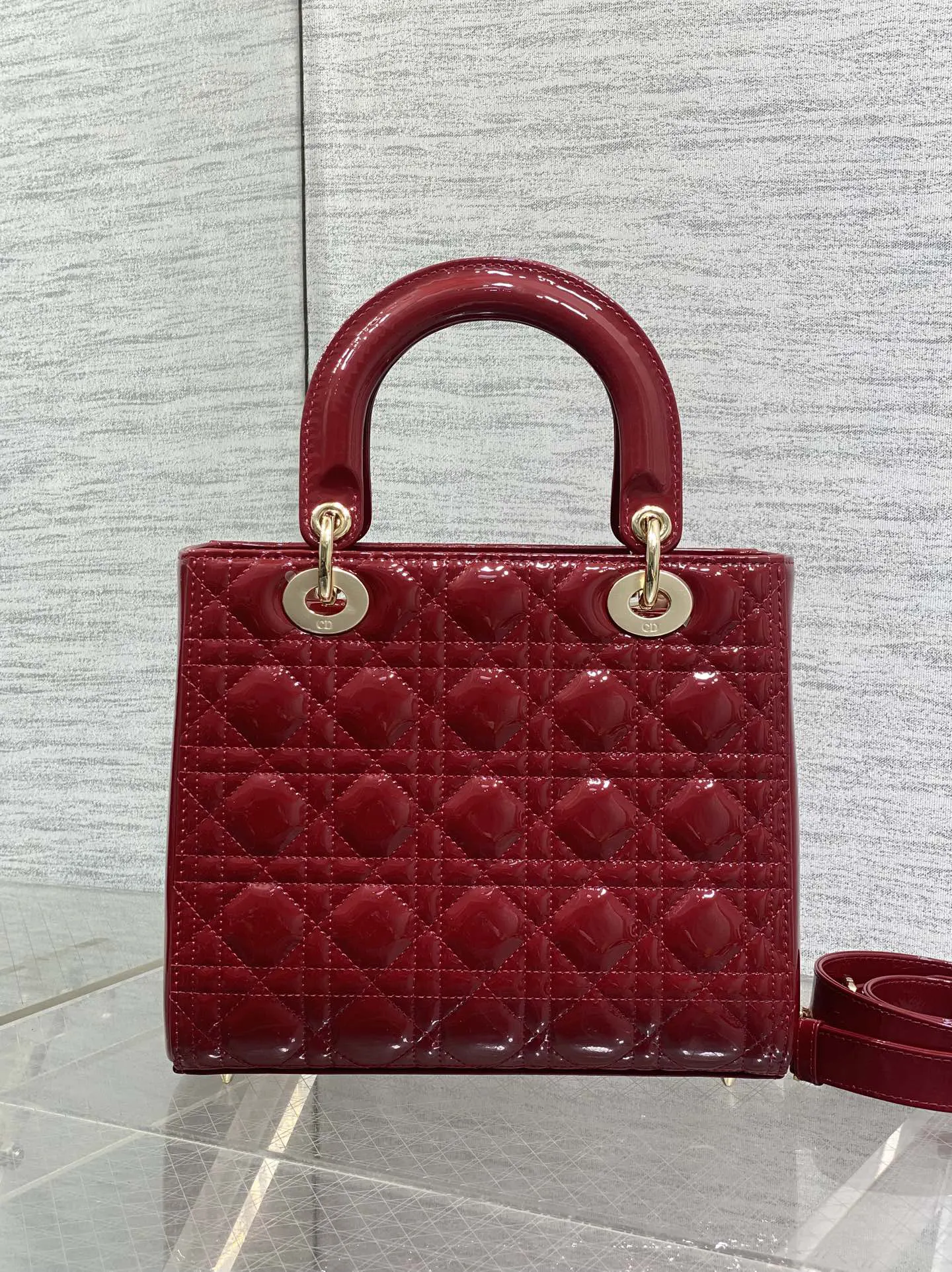 Dior Lady Dior Lady 酒紅色手提斜挎包 鳄纹