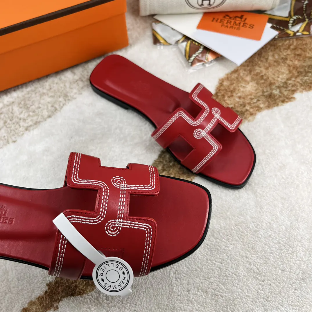 Hermès Oran 4个色 牛皮 拖鞋 舒適