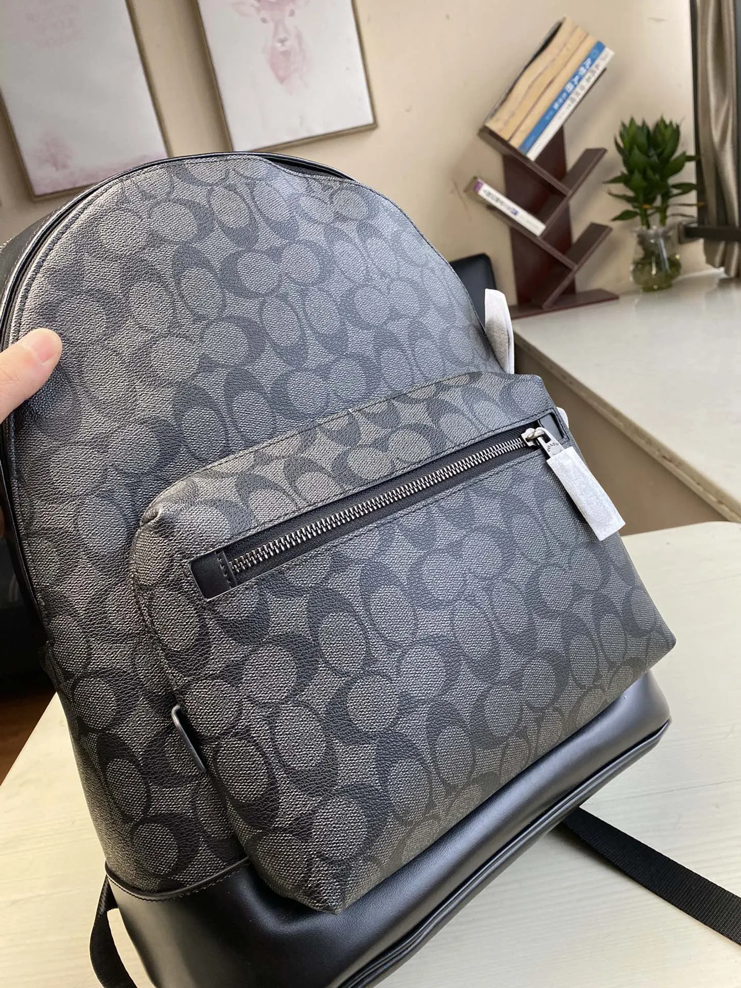 Coach 黑色 牛皮 纯 条纹 旅行袋 大容量旅行款