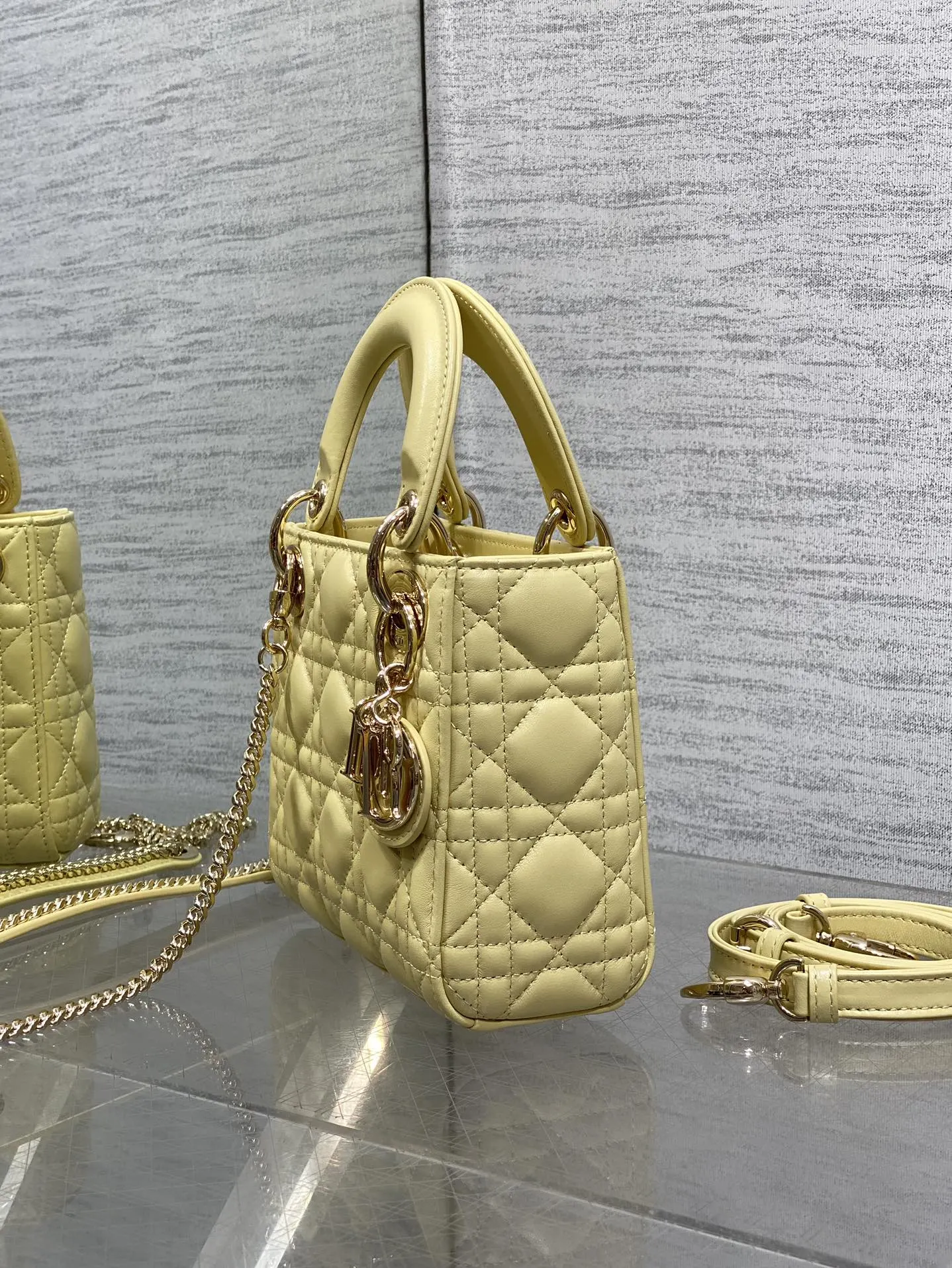 Dior Lady Dior Small Gold Handbag