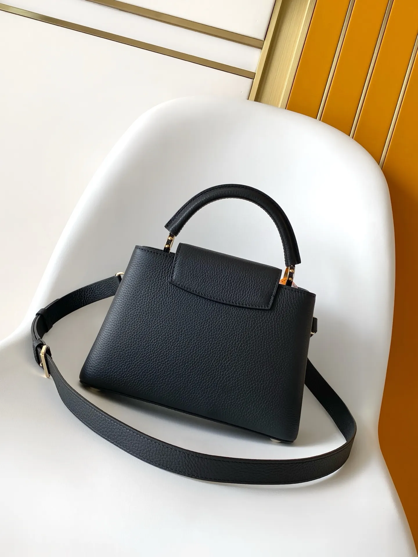 Louis Vuitton Black Gray Chain Bag Leather