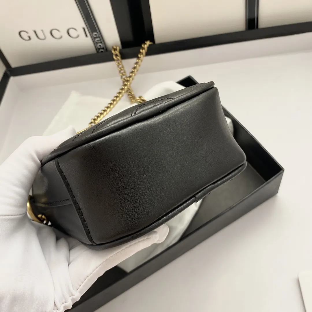 Gucci Marmont 絎縫皮革鏈條包 單肩斜挎