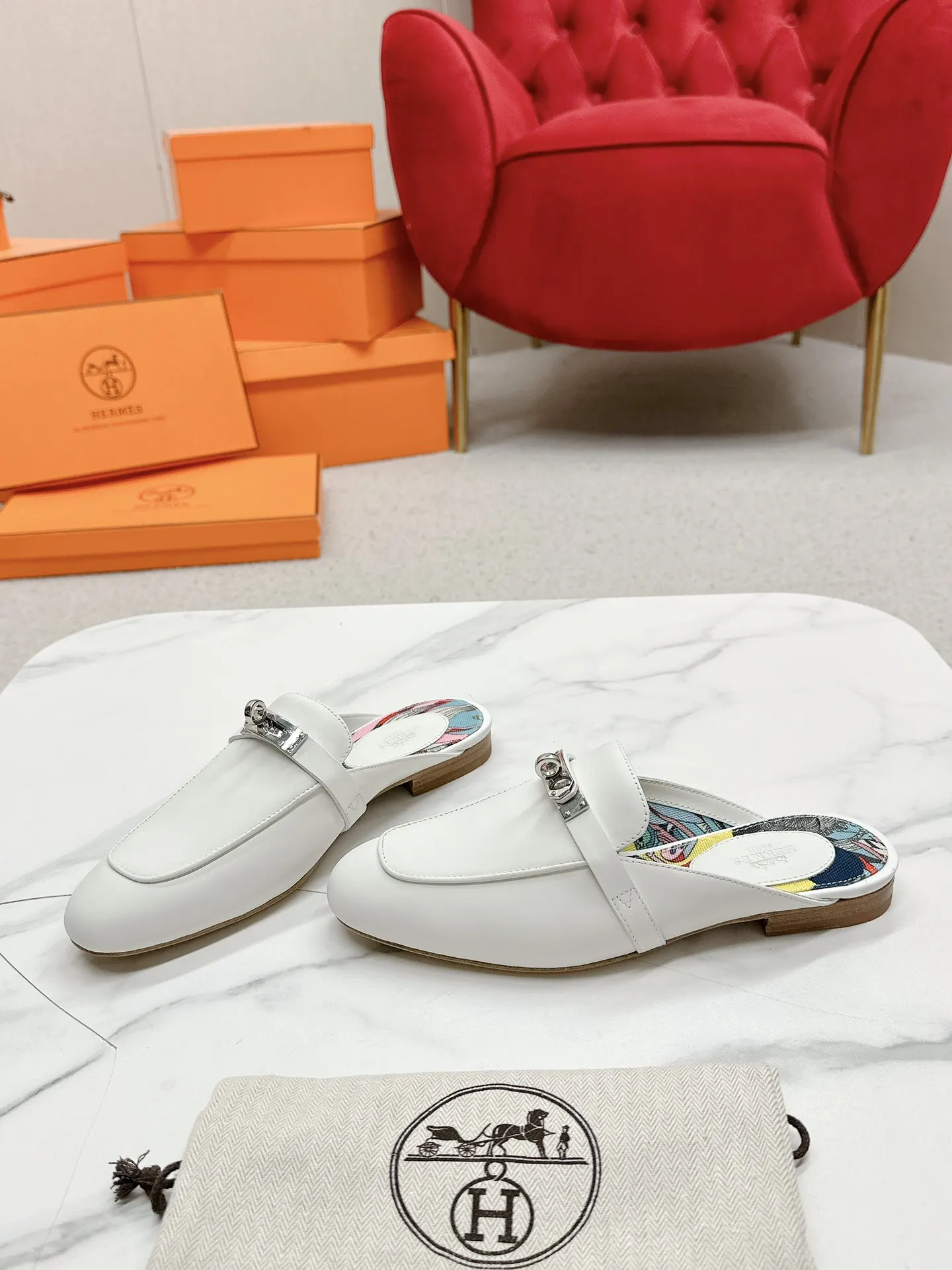 Hermès 小牛皮 拖鞋 舒适
