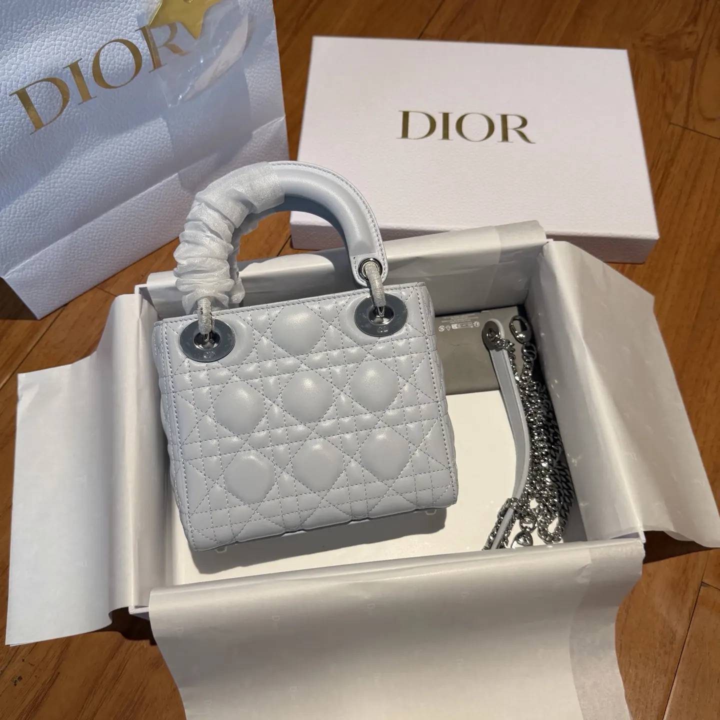 Dior Lady 藍色 羊皮 鏈條包 精致鏈條款