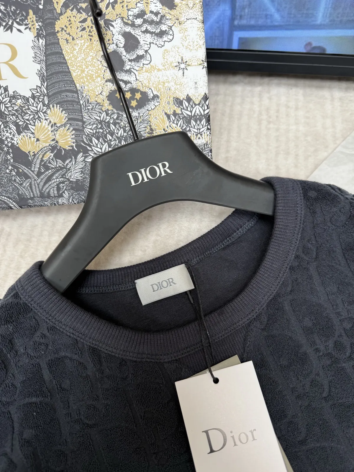 Dior 黑色 印花 提花 短袖T恤