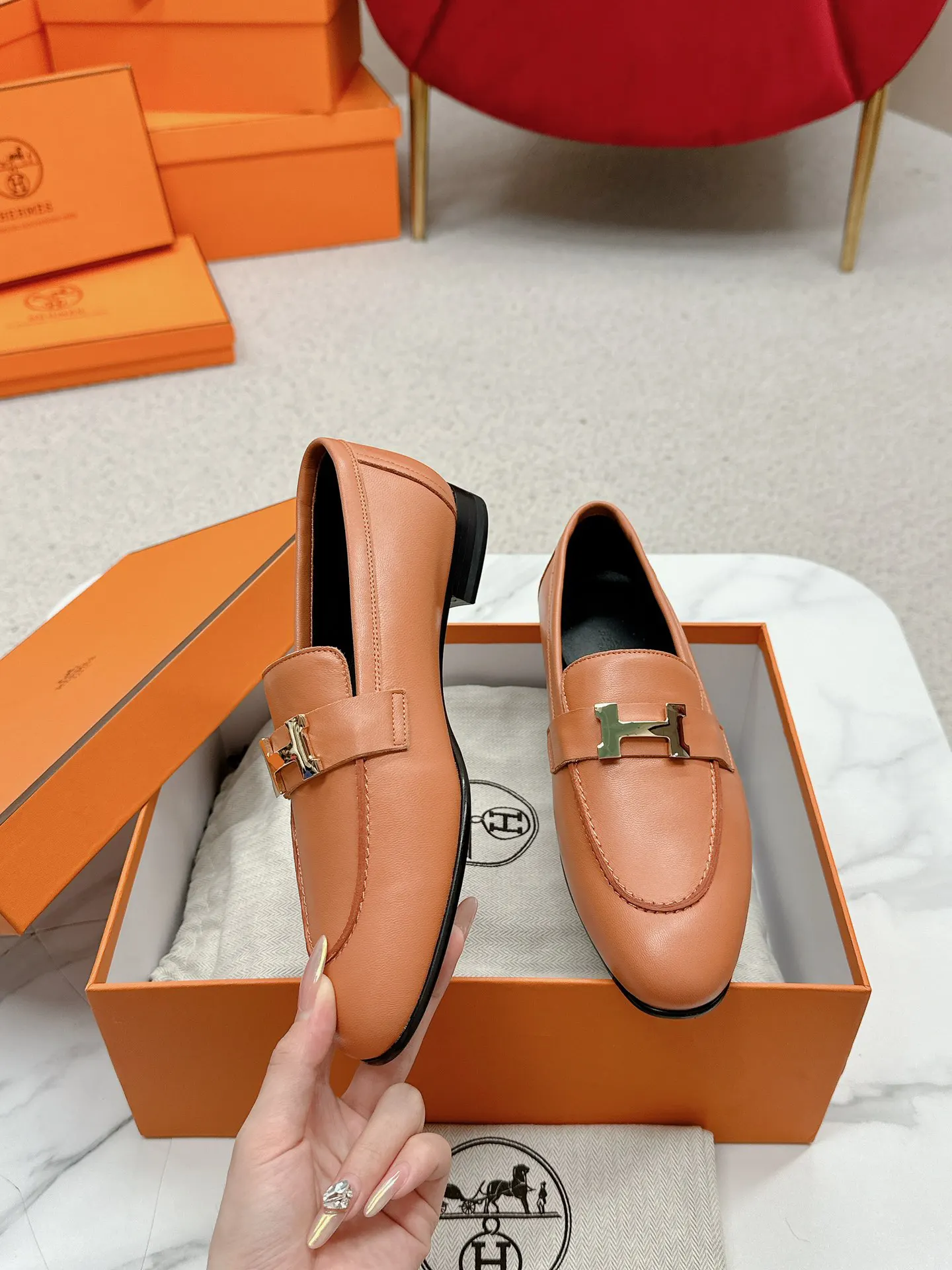 Hermès Royal 拼色 鞋履 舒适 乐福鞋