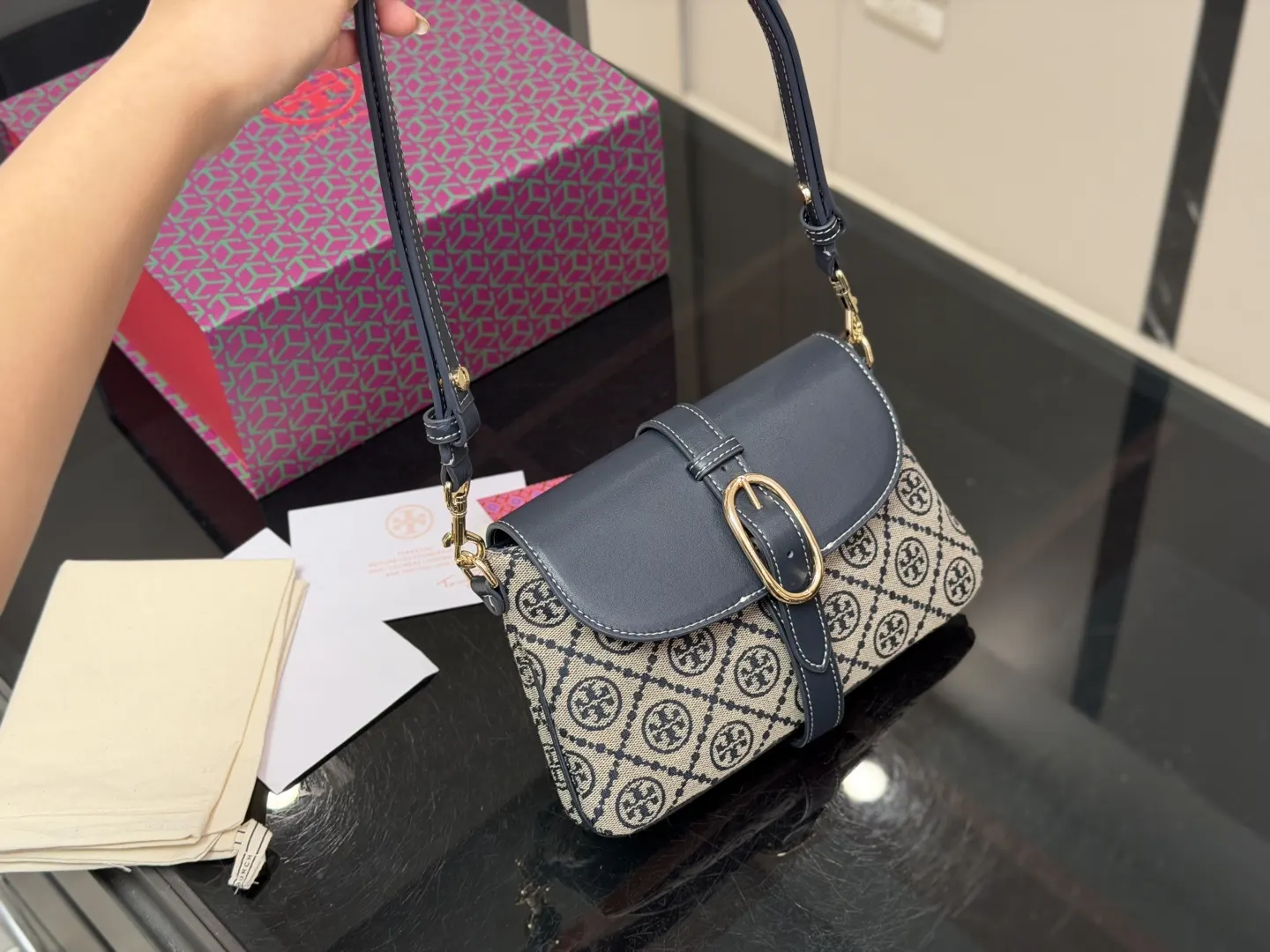 老花 Tory Burch 斜背包 腋下包 復古腋下背款
