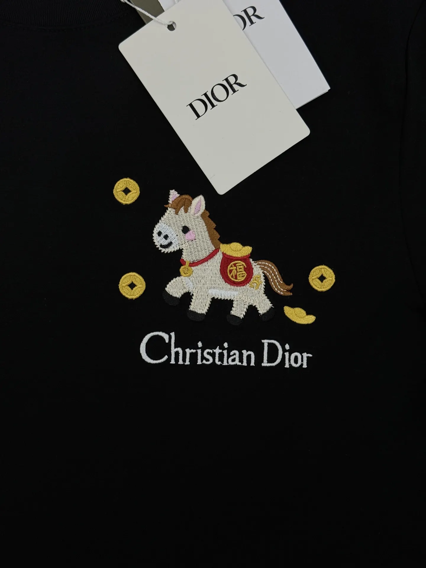 Dior 黑色针织短袖T恤 精致穿搭款 黑色款