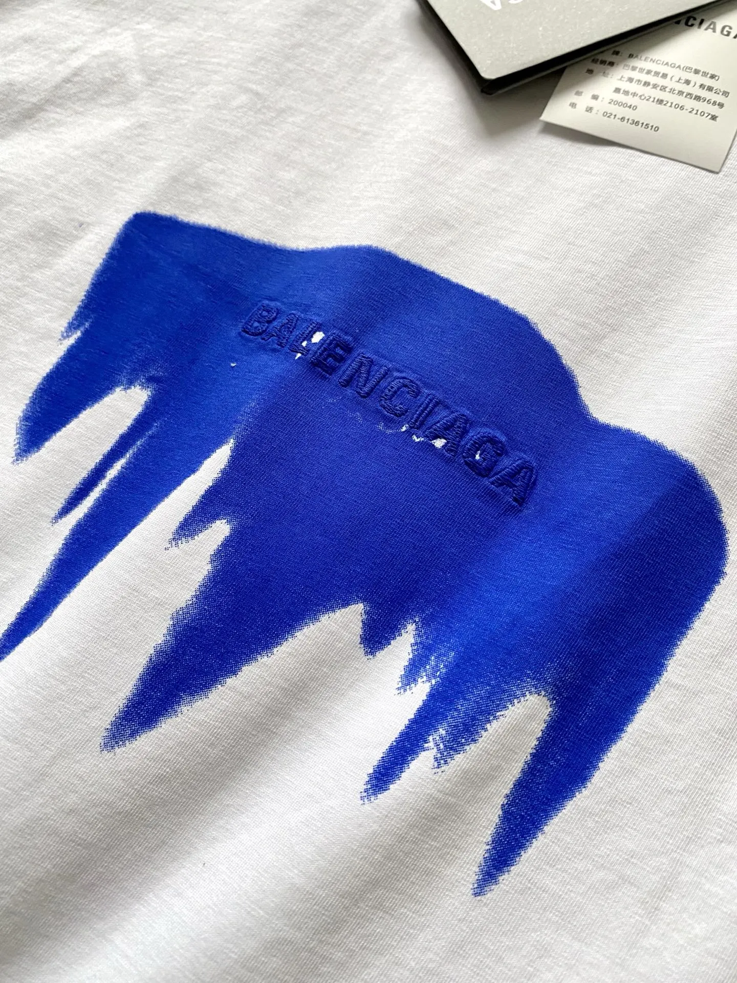 Balenciaga 蓝色 纯棉 短袖T恤 宽松休闲