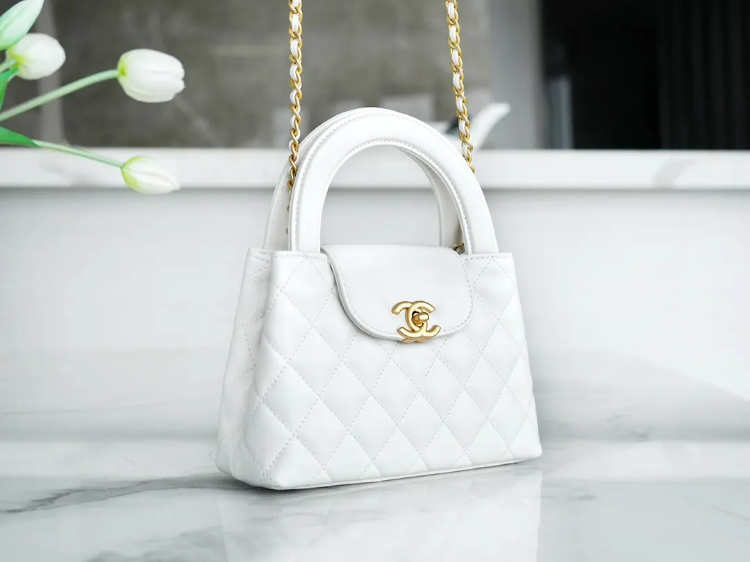 CHANEL 黑色 白色 羊皮 手提包 通勤手提款