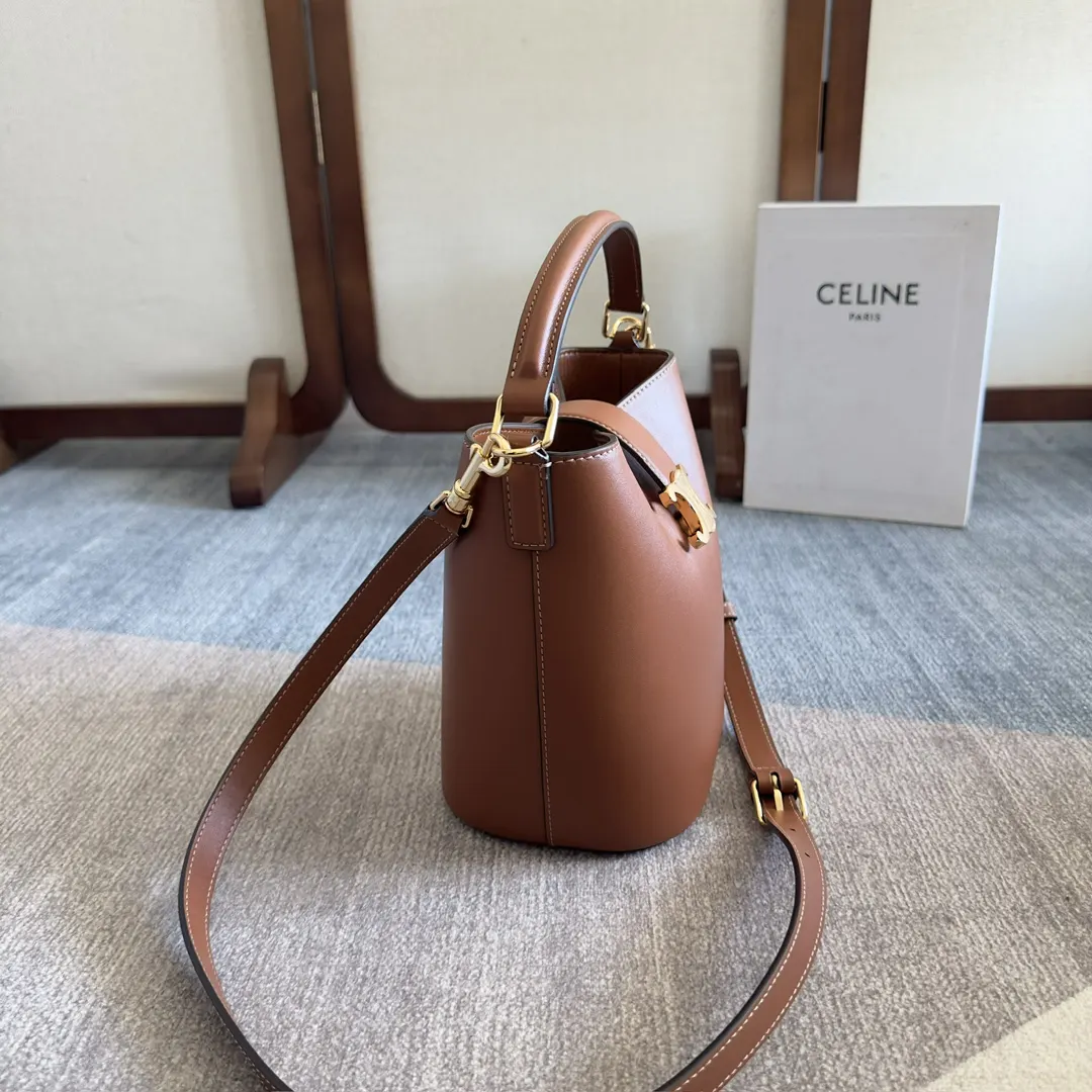 Black Gold Bucket Bag Casual Leather