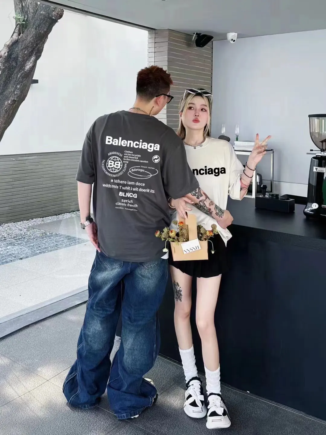 Balenciaga Letter Embroidery Short Sleeve T-Shirt Street
