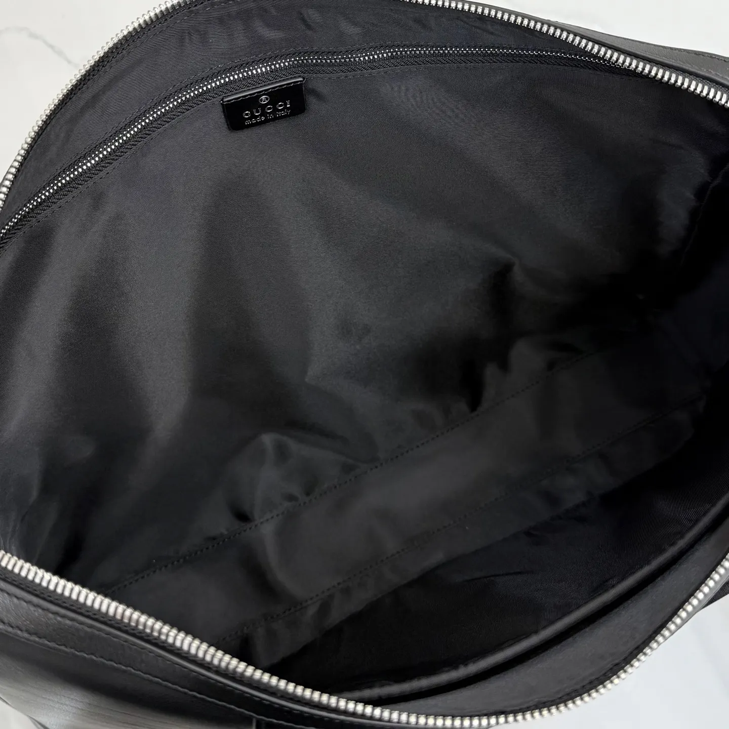 Gucci Black Silver Briefcase Business Commuter Leather