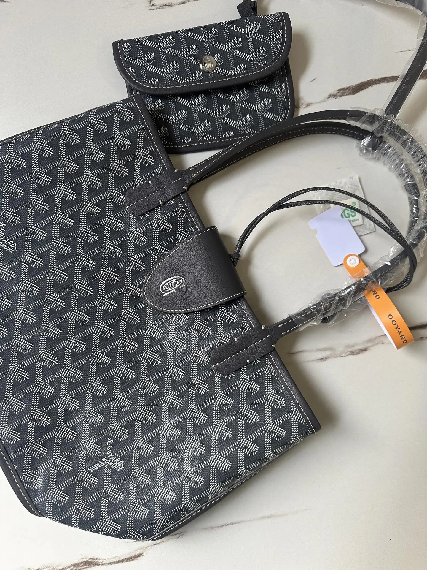 Goyard Gray Tote Bag Leather