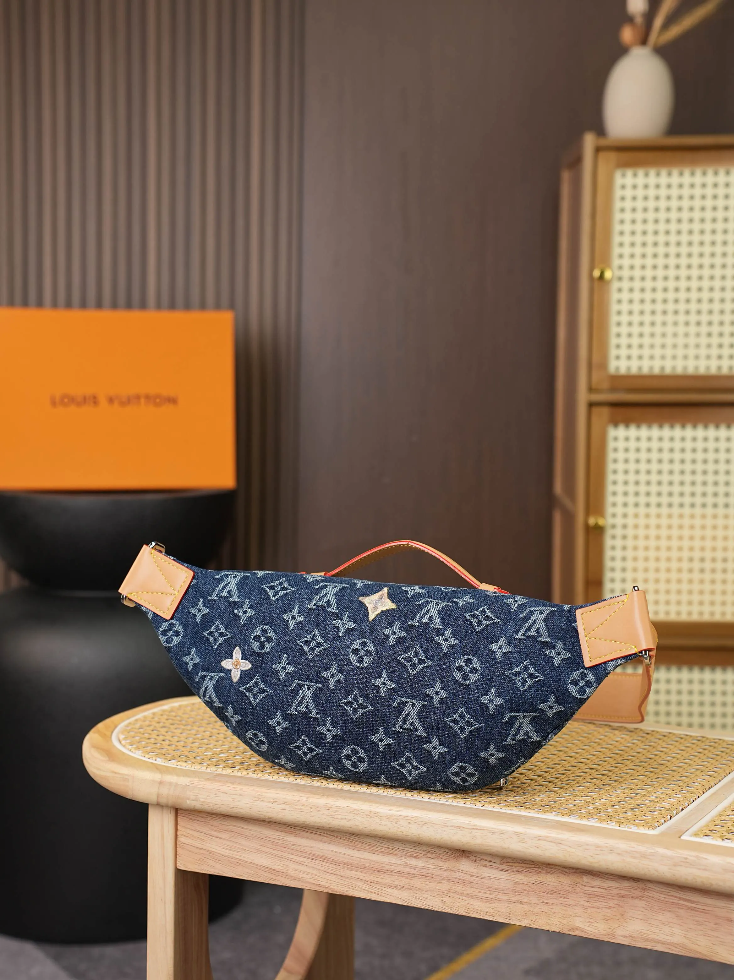 Louis Vuitton Blue Monogram Belt Bag Casual Leather