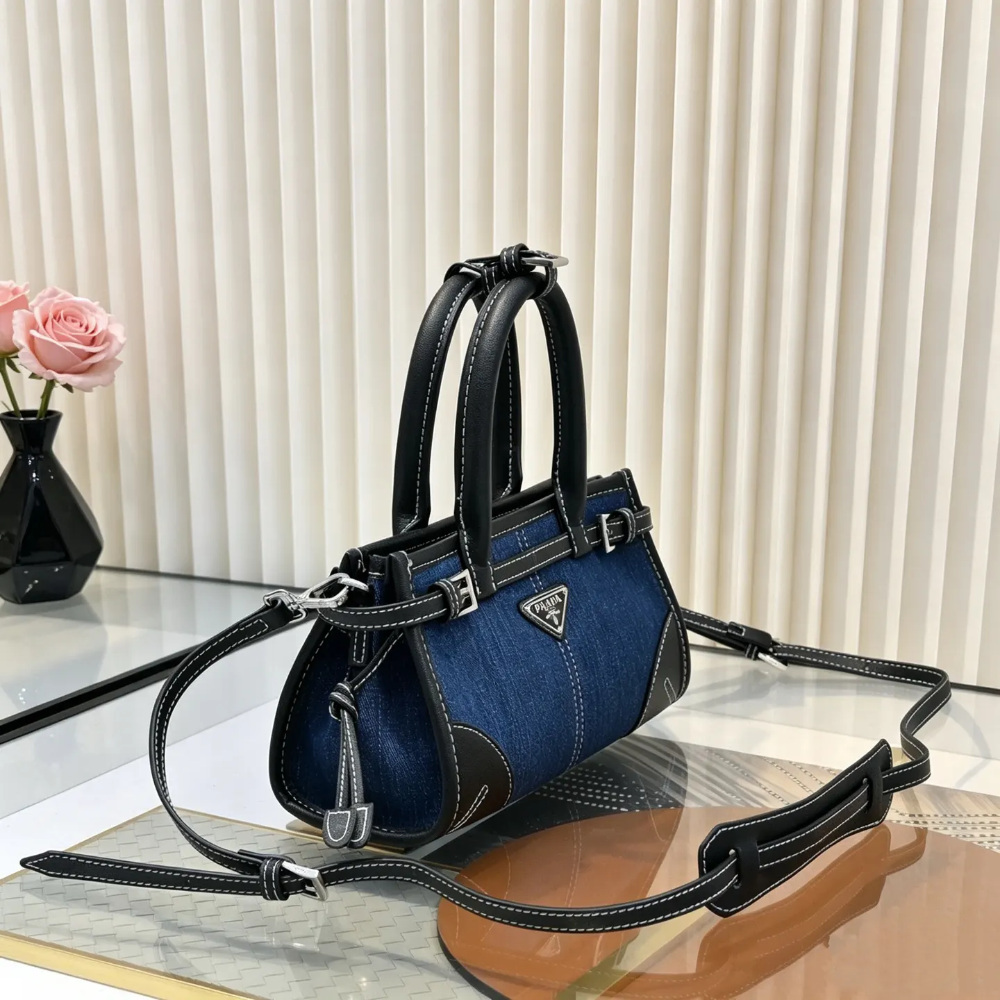 PRADA 牛皮 牛仔 斜挎包 迷你休闲款