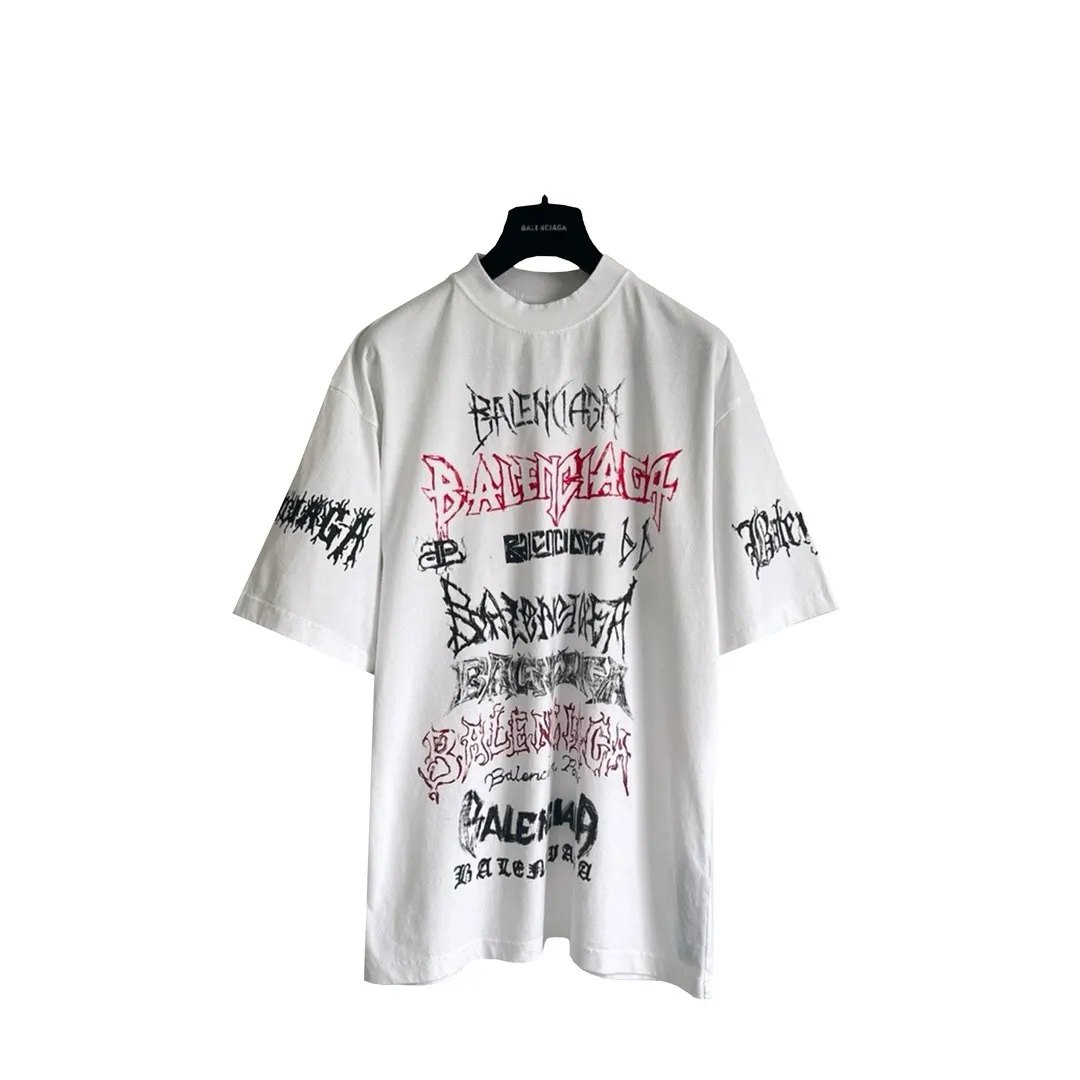 Balenciaga White Cotton Logo Short Sleeve T-Shirt Street