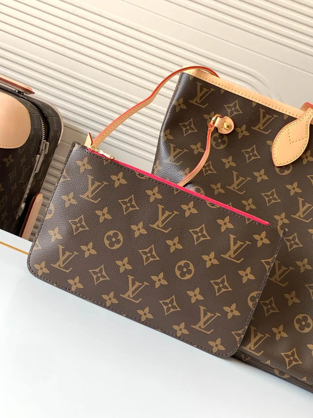 Neverfull 老花 牛皮 托特包 大容量托特款