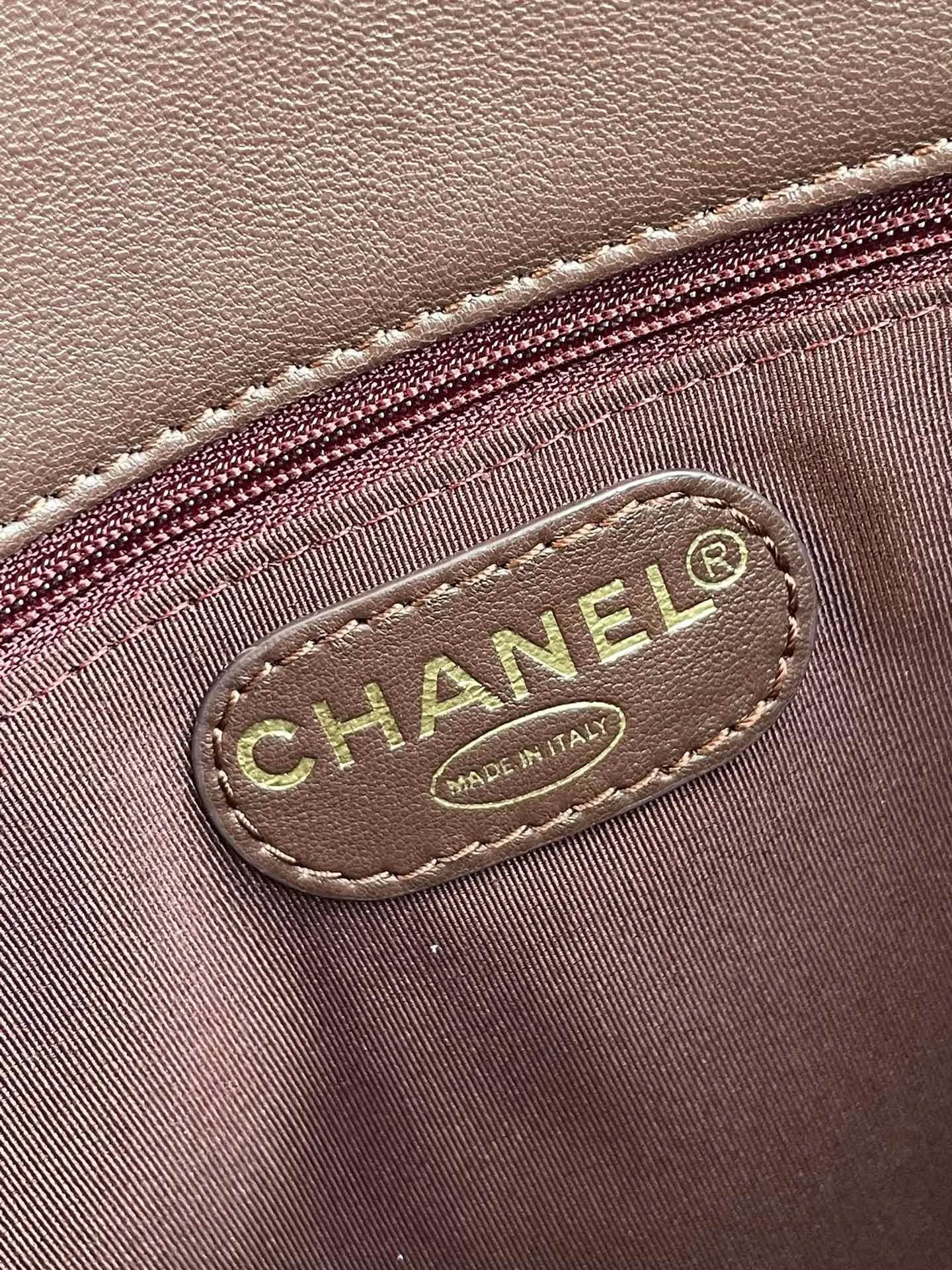 棕色 牛皮 批 Chane Vintage购物袋 球纹金 收納包 旅行收納款