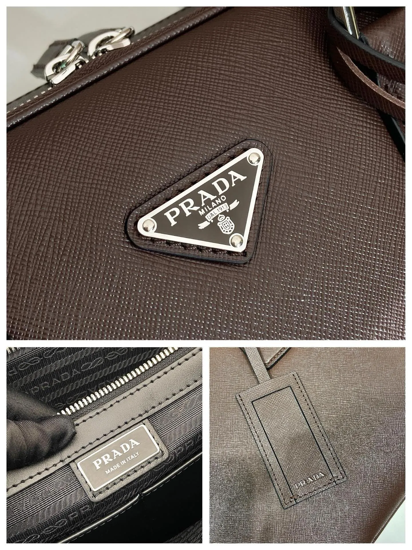 Prada Re-Nylon Leather Saffiano Briefcase
