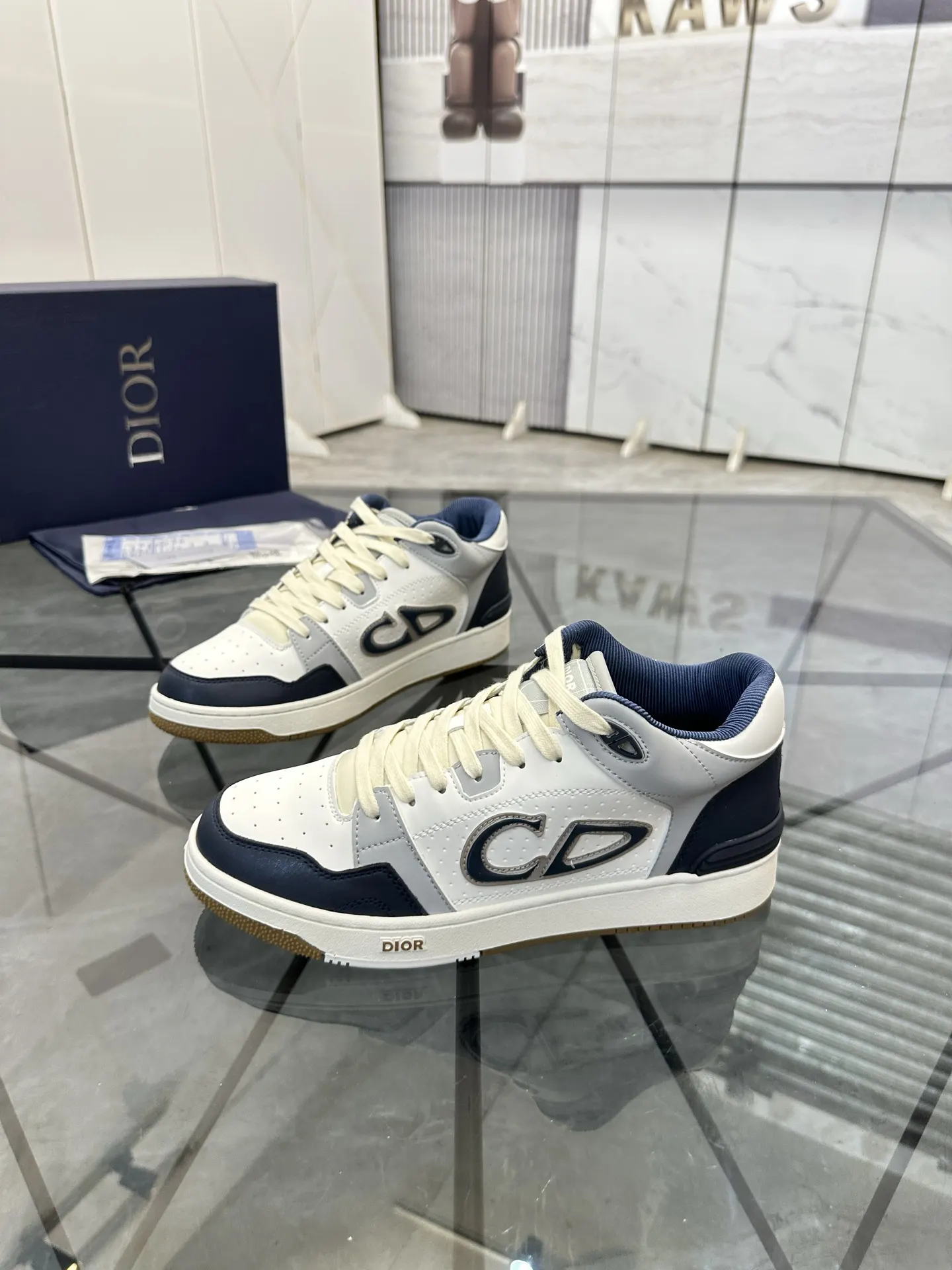 Dior B57 米蓝拼色牛皮休闲鞋 低帮