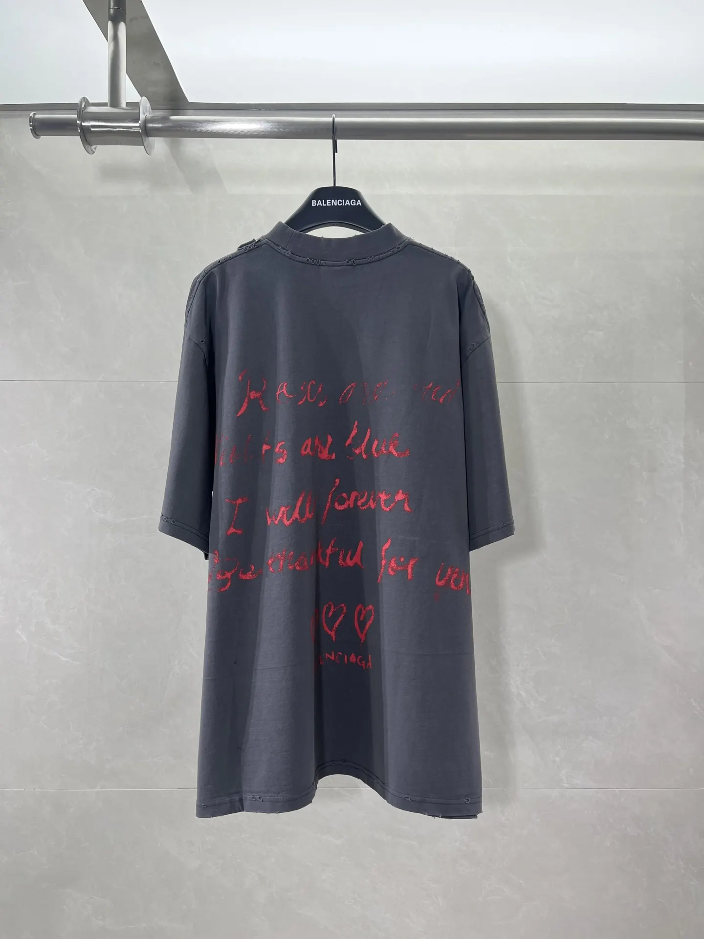 Balenciaga Gray Logo Short Sleeve T-Shirt Street