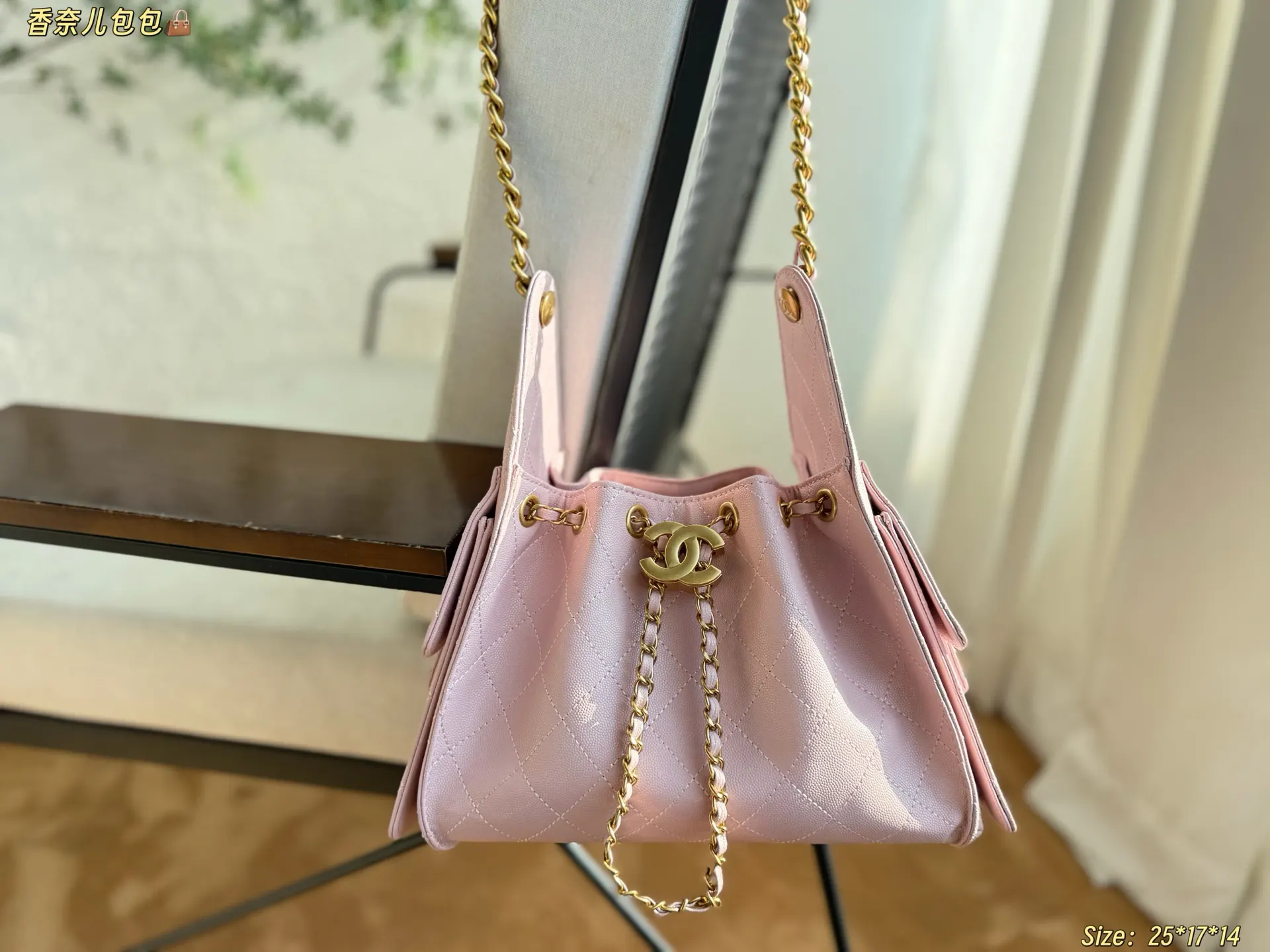 Gold Hobo Shoulder Bag Vintage Leather