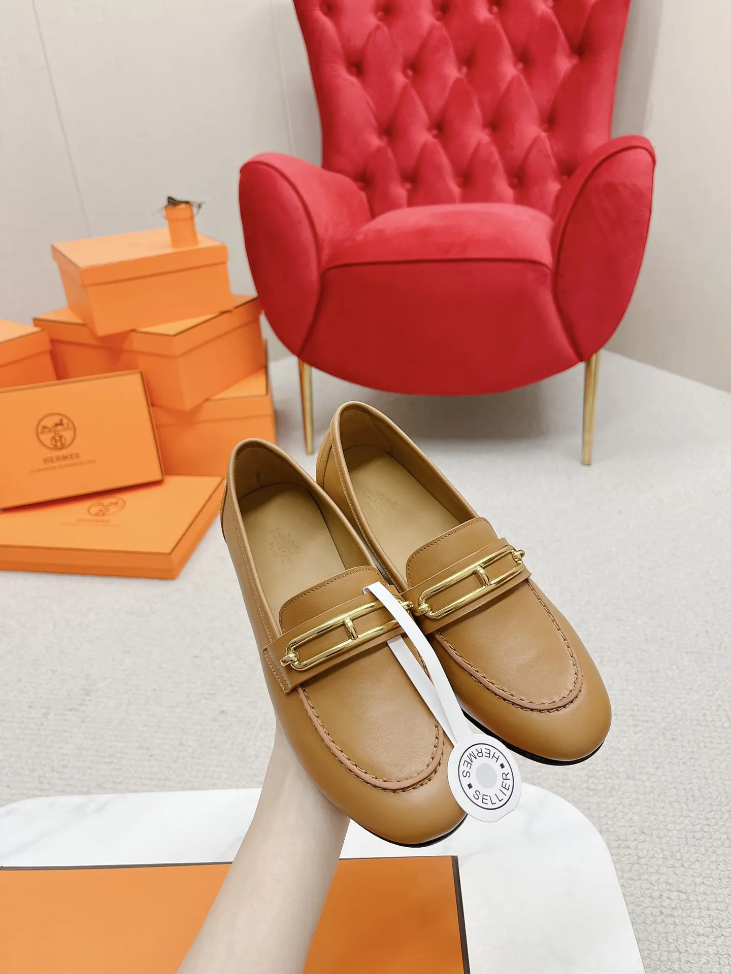 Hermès Royal 拼色 鞋履 舒适 乐福鞋