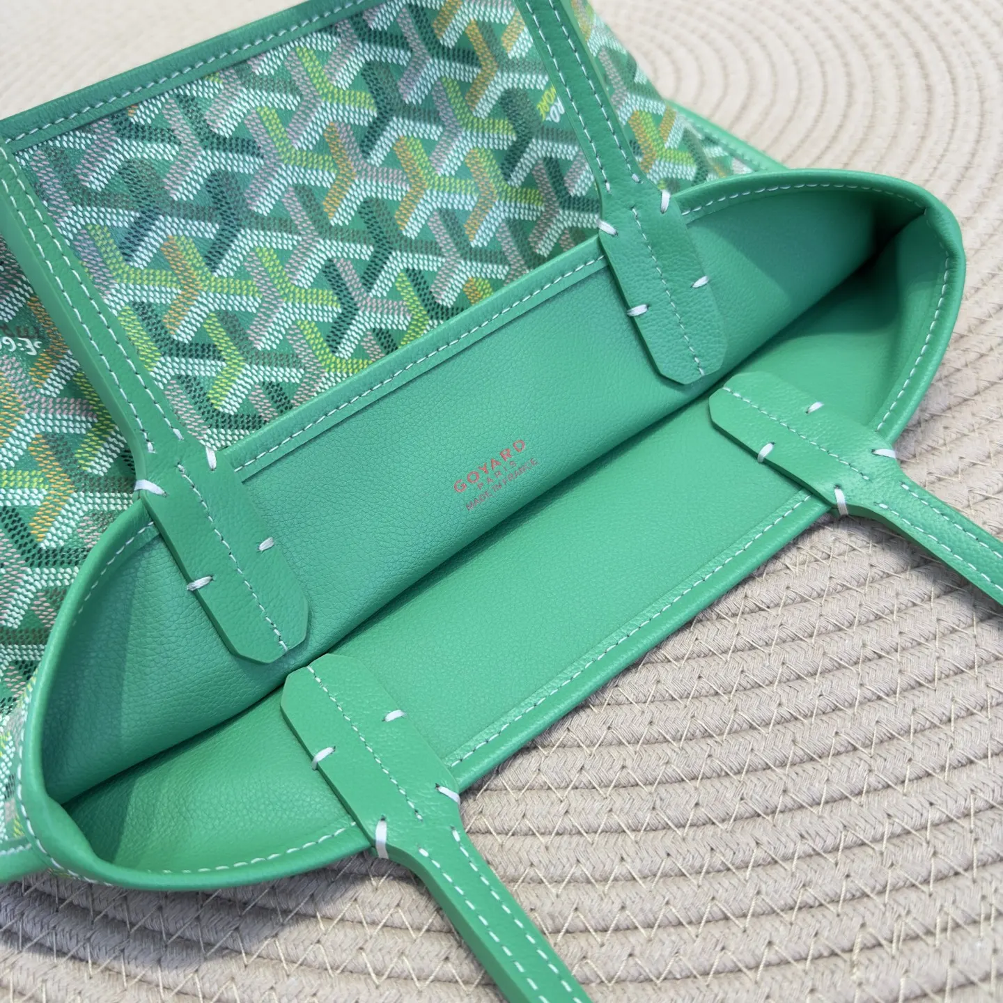 Goyard mini托特草低綠 戈雅Anjou Mini 托特包 大容量托特款