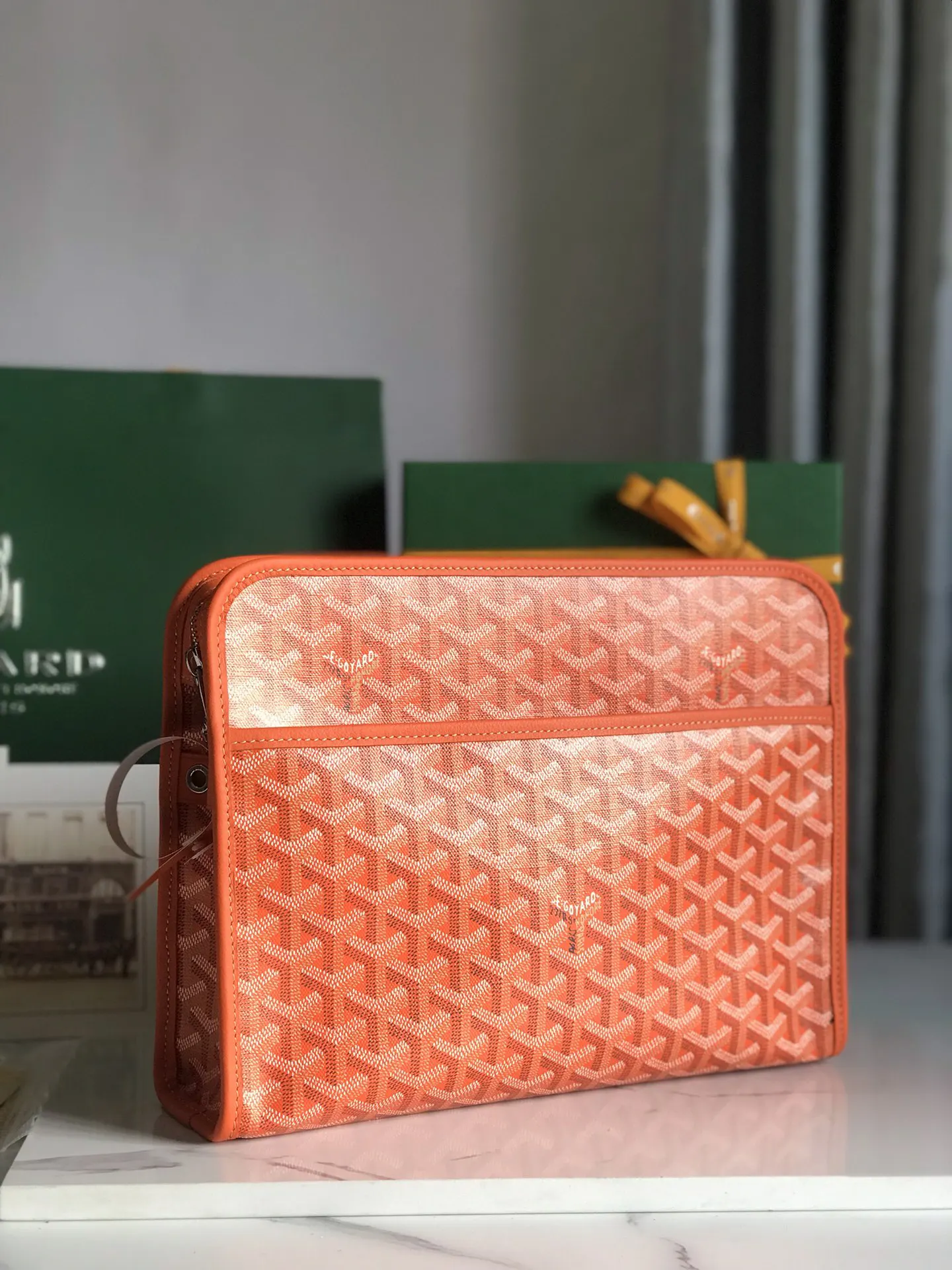 Goyard 黄色 牛皮 手拿包 精致手拿款