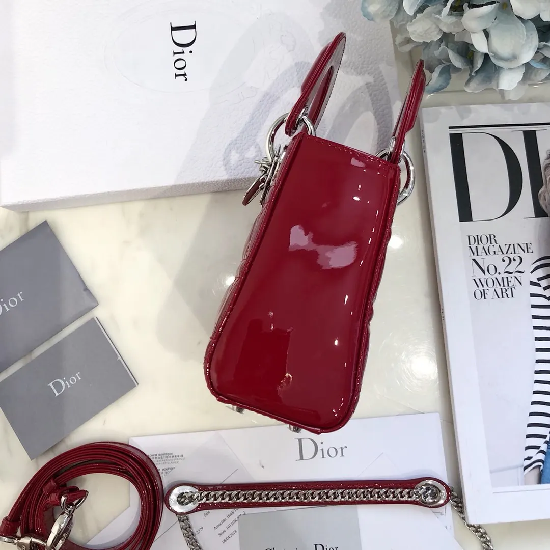 Dior Lady Dior 紅色 皮革 手提包
