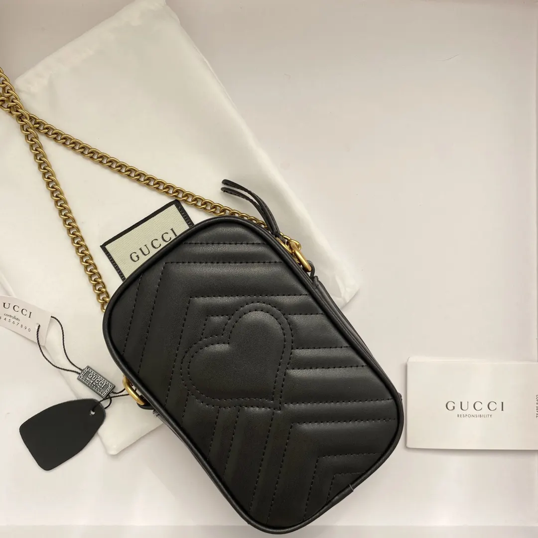 Gucci Marmont 絎縫皮革鏈條包 單肩斜挎