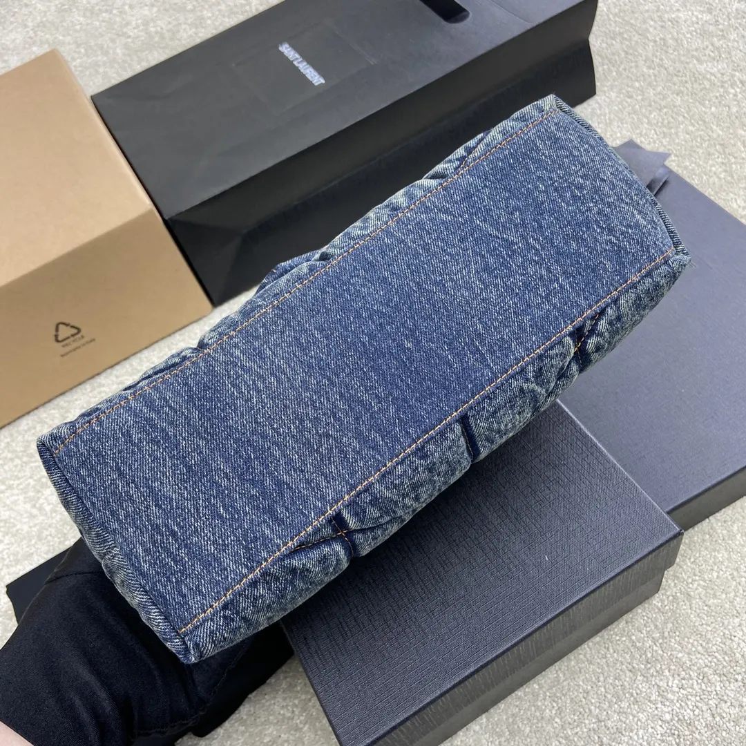 牛仔 羊皮 批 牛仔棕皮 古金 LOULOU PUFFE 鏈條包 精致鏈條款