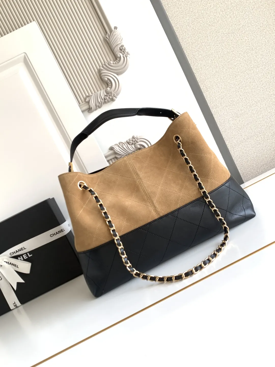 CHANEL 拼色 麂皮 托特包 大容量托特款